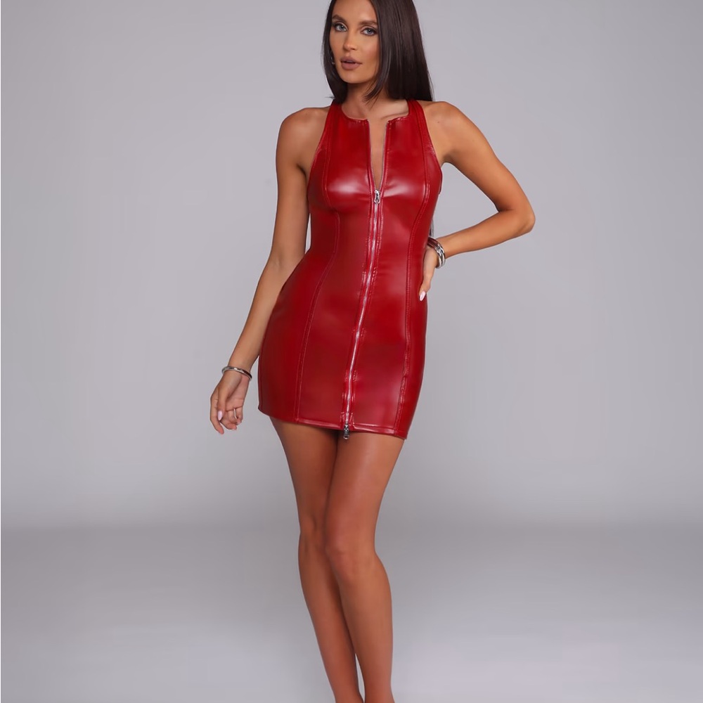 REVICE Bold Red Zipper Dress